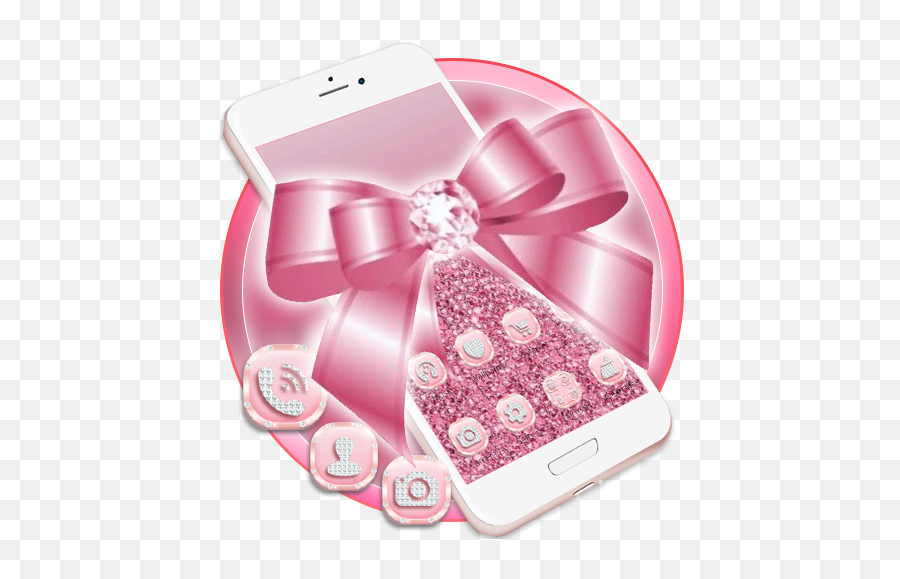 Pink Glitter Bow Launcher Theme Live Wallpapers Apk Download - Bijouterie  Png,Pink Kik Icon - free transparent png images 