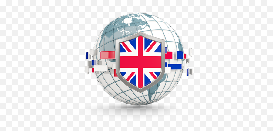Globe With Shield Illustration Of Flag United Kingdom - Globe With Uk Flag Png,Uk Flag Png Icon