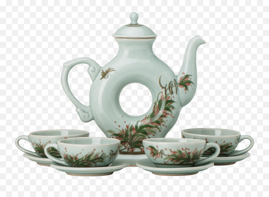Jade Celadon Tea Set - Teapot Transparent Png,Teapot Png