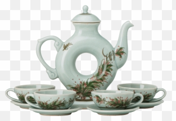 Jade Celadon Tea Set - Teapot Transparent Png,Teapot Png