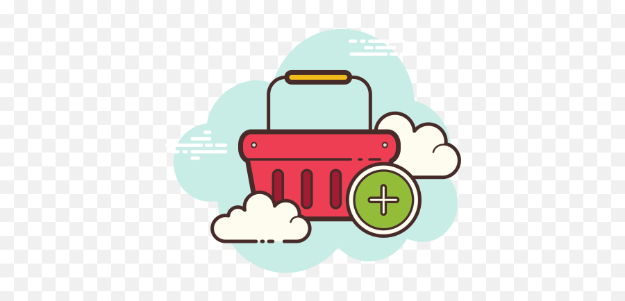 Shopping Basket Add Icon In Cloud Style - Illustration Png,People Shopping Icon