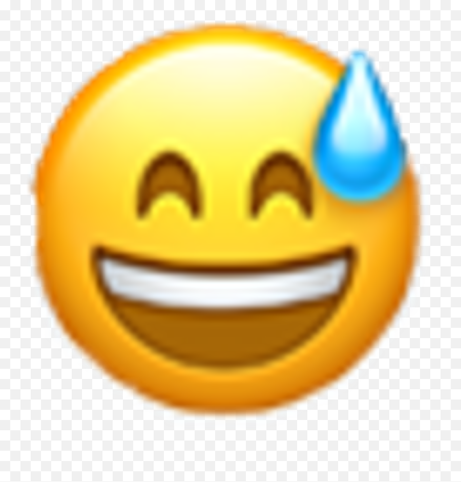 Yellow Emoji Face Blue Sweat Tear - Sweat Emoji Apple Png,Tear Emoji Png