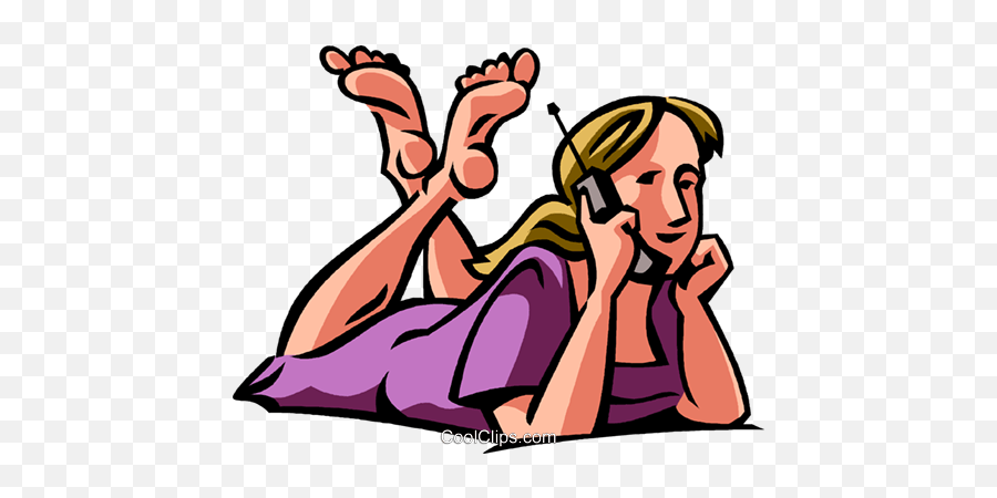 Girl Talking - Png Lying Down Talking On The Phone,Cell Phone Clipart Png
