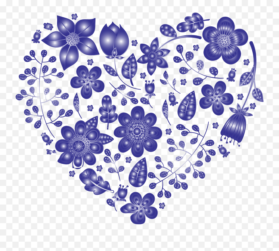 Floral Clipart Blue Transparent Free For - Flowers Heart Background Png,Blue Flower Transparent Background