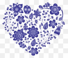 Floral Clipart Blue Transparent Free For - Flowers Heart Background Png