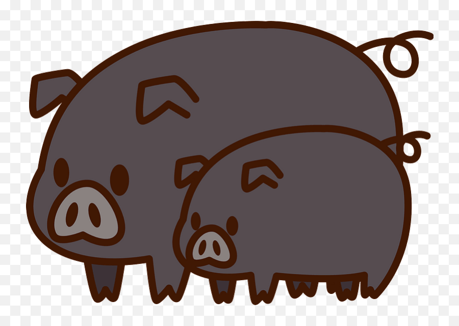 Black Pigs Animal Clipart - Pig Cartoon Png,Pigs Png