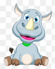 Baby Rhino Cartoon Animal Images - Rhinoceros Clipart Cute png