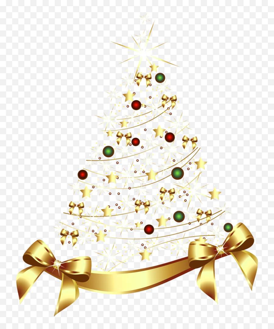 Christmas Tree With Gold Bow - Gold Transparent Christmas Tree Png,Gold Bow Png