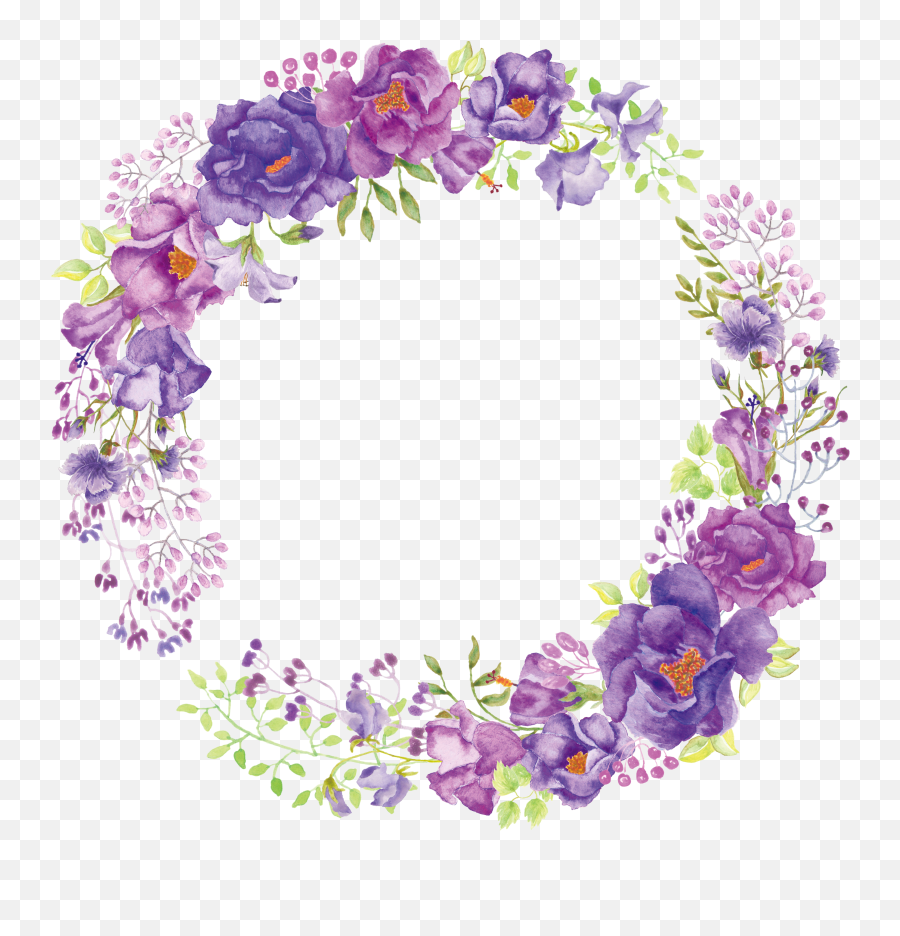 Floral Frame Png - Purple Flower Wreath,Lavender Png
