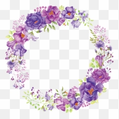 Floral Frame Png - Purple Flower Wreath,Lavender Png