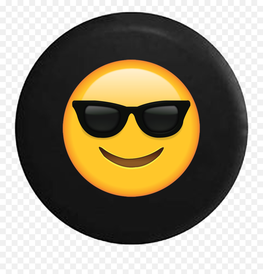 Spare Tire Cover Text Emoji Smiling - Emojis With Black Background Png,Sunglasses Emoji Transparent