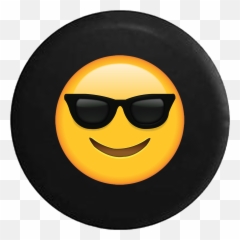 Spare Tire Cover Text Emoji Smiling - Emojis With Black Background Png,Sunglasses Emoji Transparent