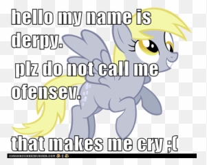 Hello My Name Is Derpy Plz Do Not Call Me Ofensev That - Cartoon Png,Hello My Name Is Png