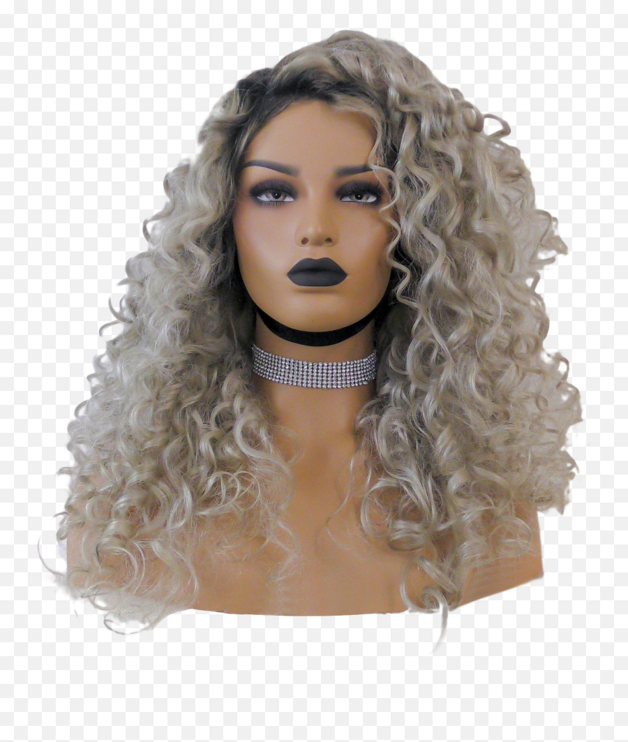 Rooted Ombre Full Lace Human Hair Wig - Platinum Blonde Wig Curly Humain Png,Transparent Wig