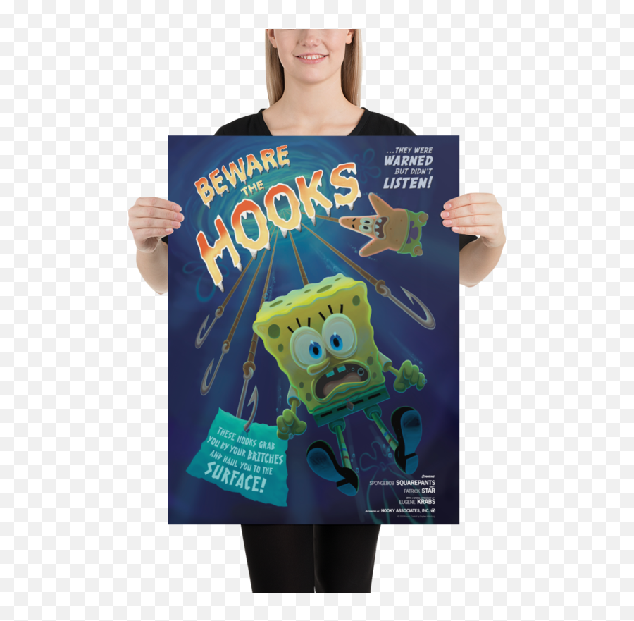 Spongebob Squarepants Beware The Hooks Premium Satin Poster - Billie Eilish Lyric Poster Png,Mr Krabs Transparent