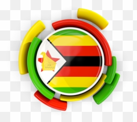Round Flag With Pattern Illustration Of Zimbabwe - Flag Png