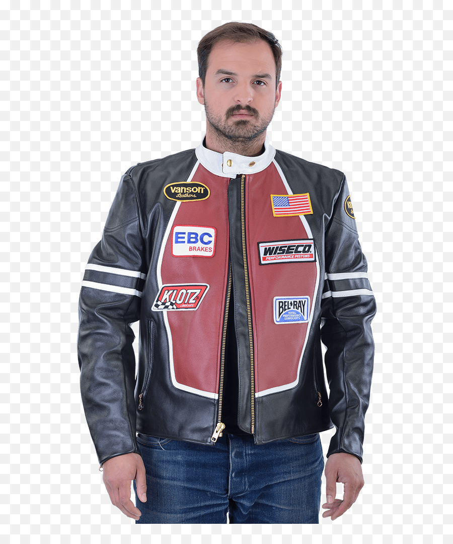 Vanson Race Jacket With Patches - Race Jacket Png,Icon Vintage Flattrack Jacket