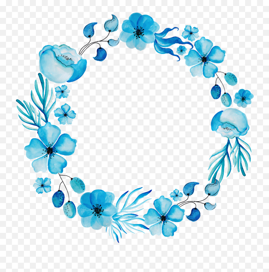 Blue Flower Frame Png - Blue Floral Frame Png,Blue Flowers Png