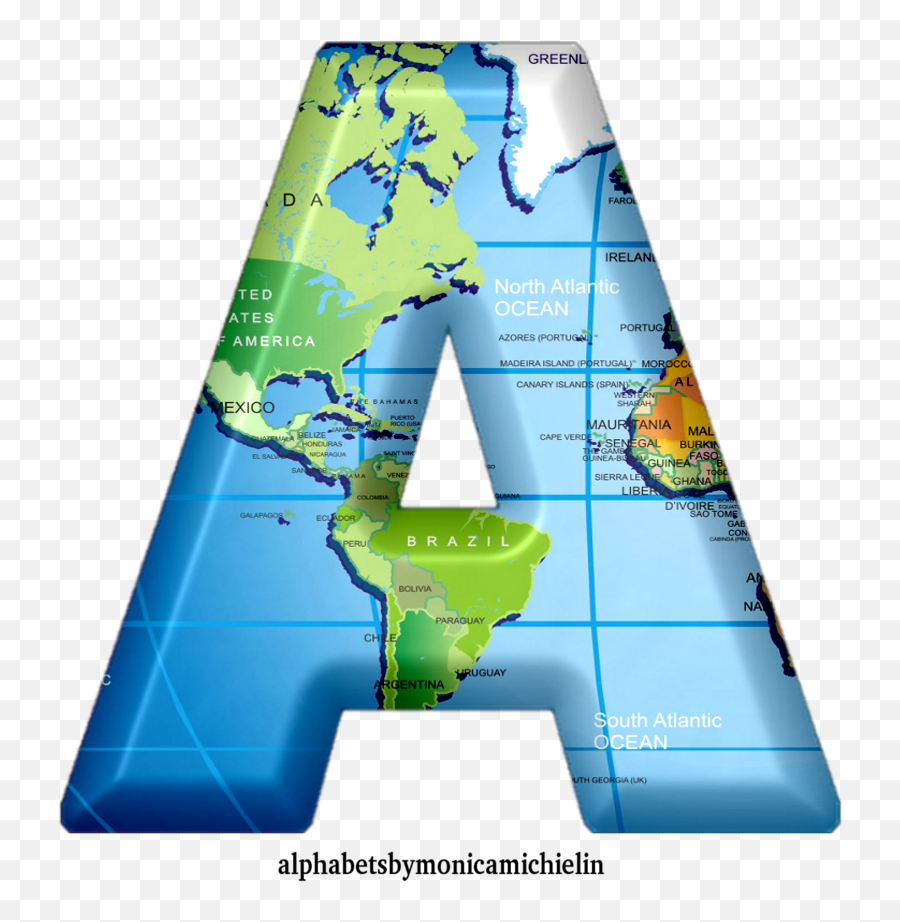 Monica Michielin Alphabets Blue World Map Alphabet Letter - School Abc Icon Png,Blue World Icon