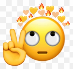 Emoji With Crown And Touch Up Hand Peace Png