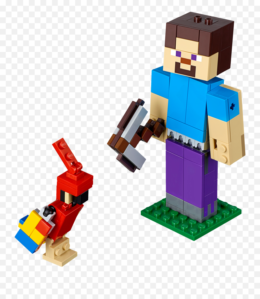 Lego Minecraft Steve Bigfig With Parrot 21148 - Lego Minecraft Giant Steve Png,Nether Portal Png