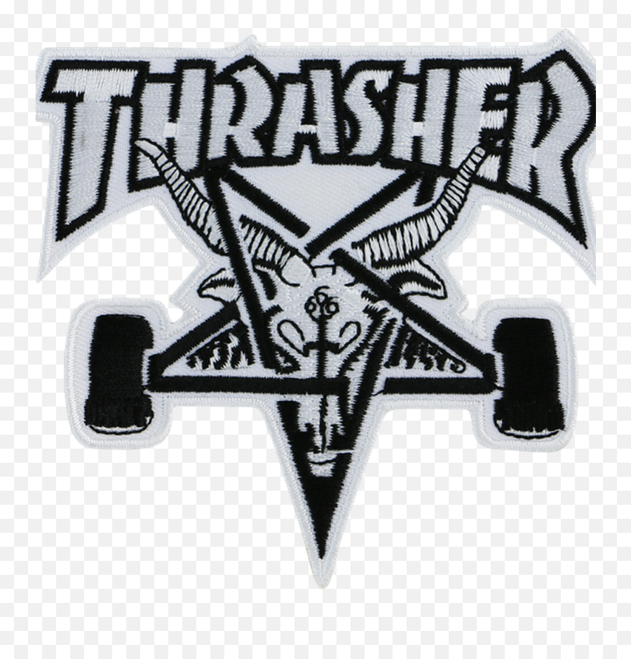 Thrasher Skate Goat Whiteblack Patch Passionboardshop - Emblem Png,Thrasher Logo Transparent