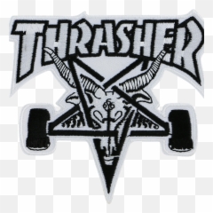 Thrasher Skate Goat Whiteblack Patch Passionboardshop - Emblem png