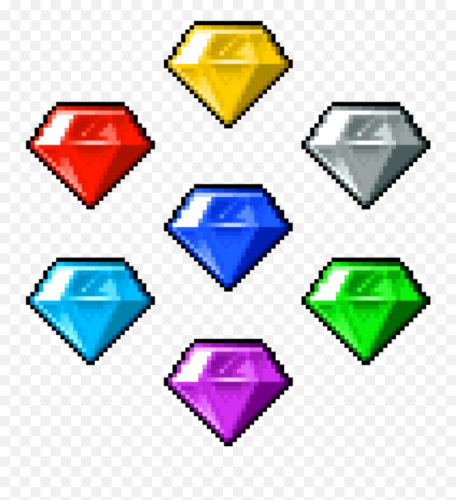 Download Sonic Triangle Area Chaos Miyakonojo The Hedgehog - Pixel Art Sonic Chaos Emeralds Png,Sonic Rings Png