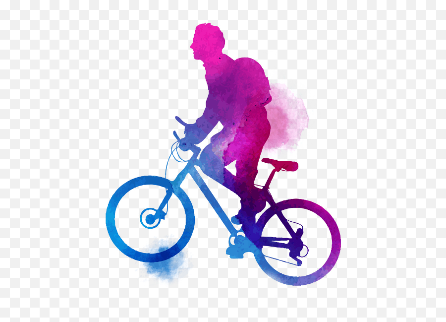 Download Hd Watercolor Bike Rider2 - Man Riding Bicycle Png Bicycle Silhouette Png,Bike Rider Png