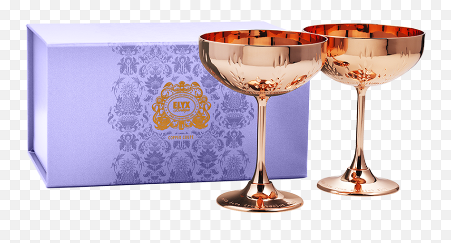 Copper Cocktail Coupe Gift Set - Champagne Stemware Png,Martini Glass Png
