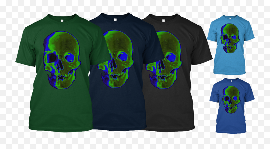 Download Green Blue Skull Tshirt - Halloween Skull Skull Png,Green Tshirt Png
