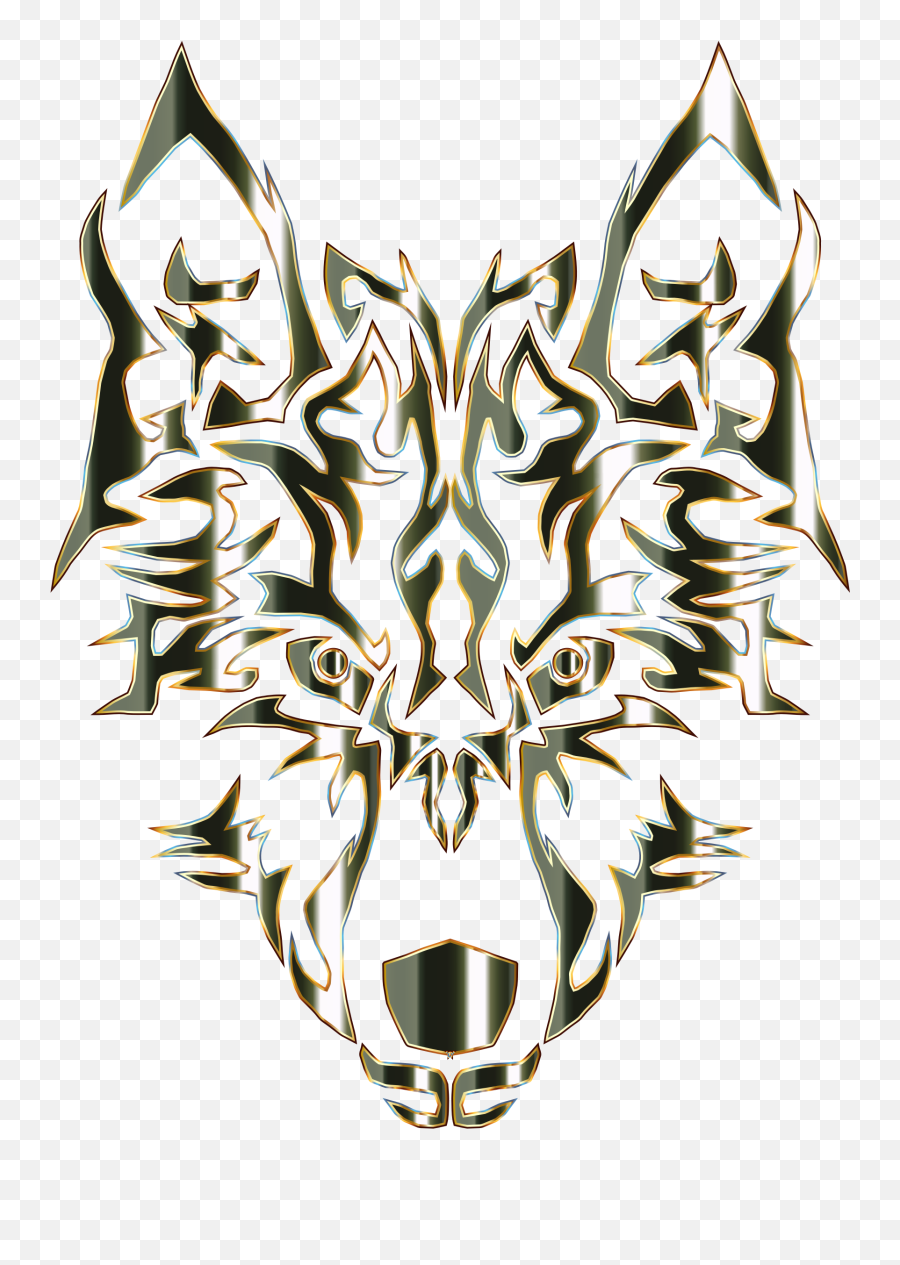 Polished Obsidian Symmetric Tribal Wolf No Background - Emblem Wolf Transparent Background Png,Wolf Transparent Background