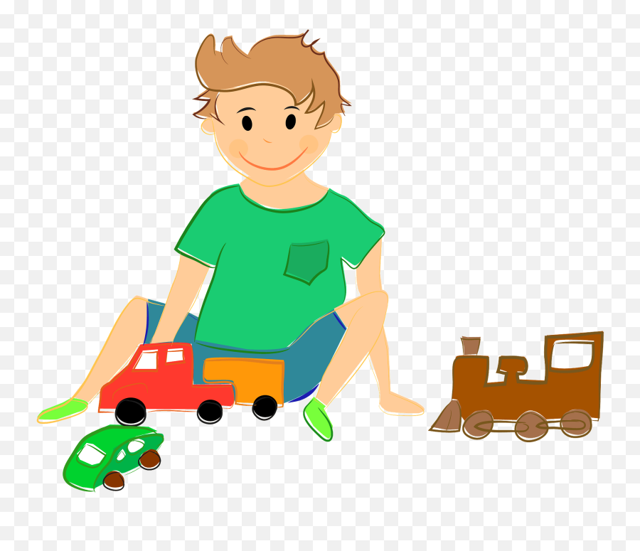 Boy Playing With Toy Cars And Train Clipart Free Download - Boy Playing With Toys Clip Art Png,Toy Train Png