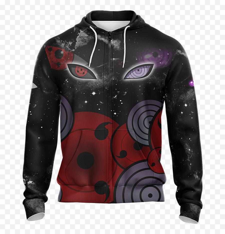 Sharingan And Rinnegan Eyes Unisex Zip - Long Sleeve Png,Rinnegan Transparent