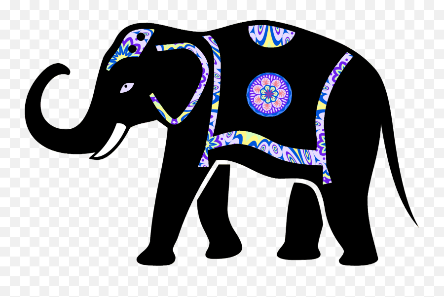 Png Ornamented Elephant Silhouette - Silhouette Elephant Clip Art,Elephant Silhouette Png