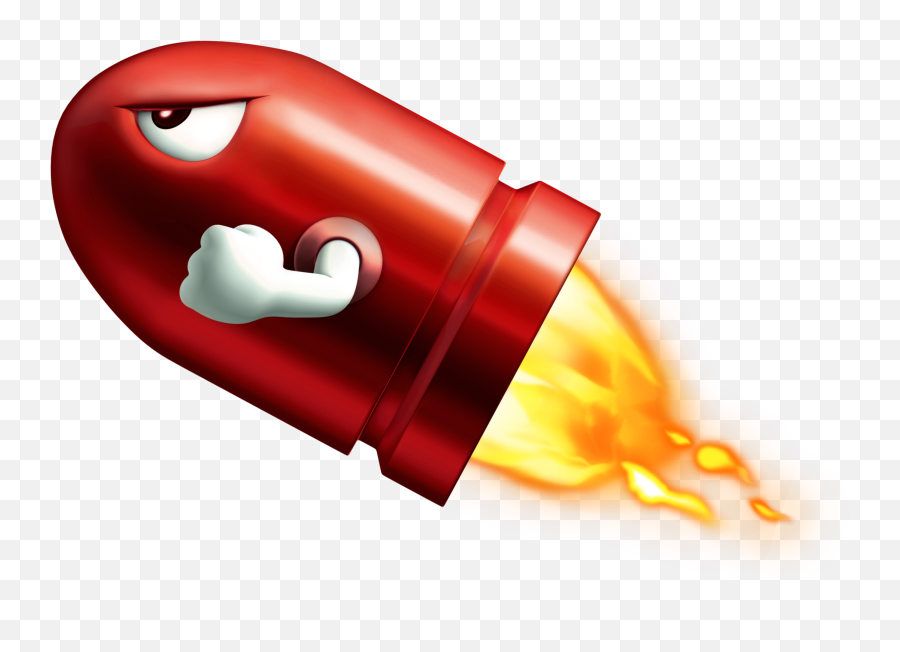 Mario Red Bullet Bill Transparent Png - Red Bullet Bill Mario,Missle Png