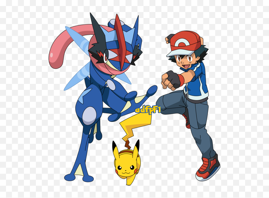 Ash Pikachu Y Greninja By - Pokemon Xy Greninja Ash Png,Greninja Png