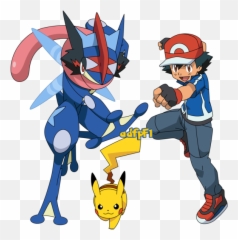 Ash Pikachu Y Greninja By - Pokemon Xy Greninja Ash Png,Greninja Png