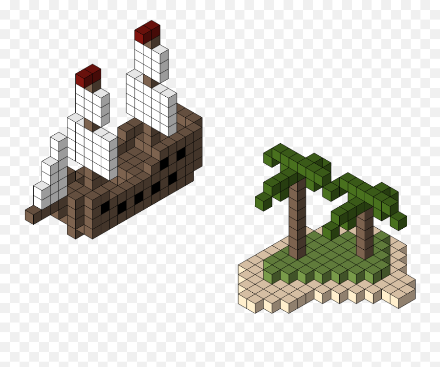 Pixelship Island Ship And - Minecraft Dragon Out Of Blocks Png,Minecraft Block Png