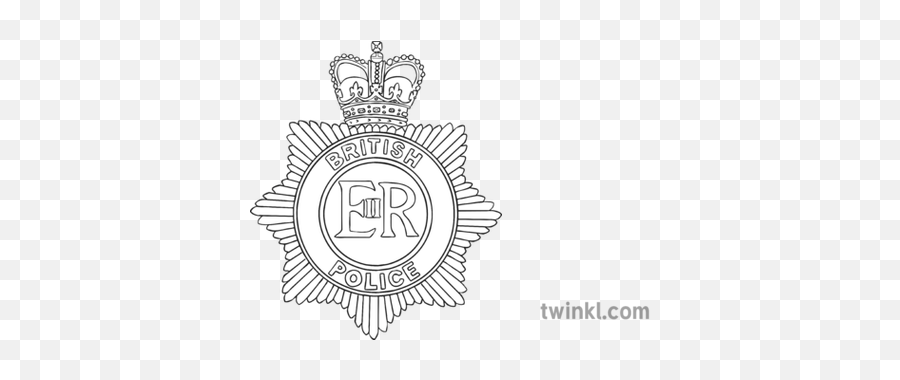 British Police Badge Black And White 1 Illustration - Twinkl Uk Police Badge Colouring Png,Police Badge Png