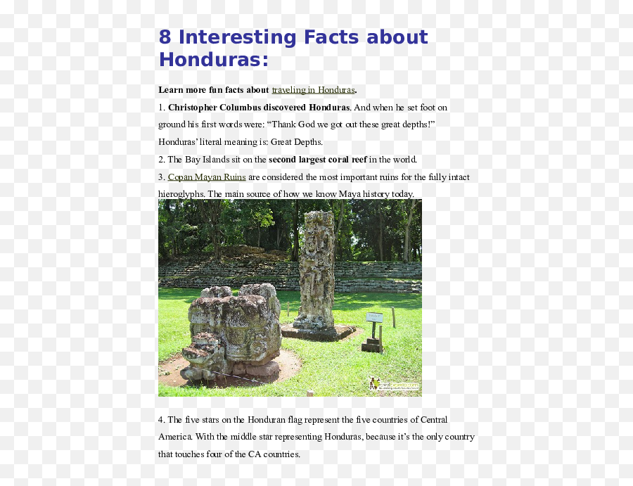 Doc Interesting Facts About Honduras Shinia Watson - Vertical Png,Honduras Flag Png