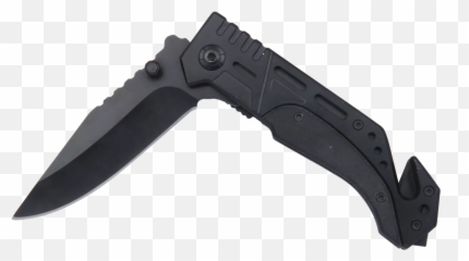 Black Rescue Tactical Folding Knife With Cutter And Glass - Solid png