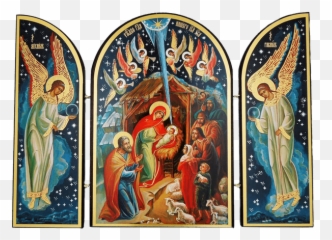 Nativity Scene Triptych Catholic Gifts - png