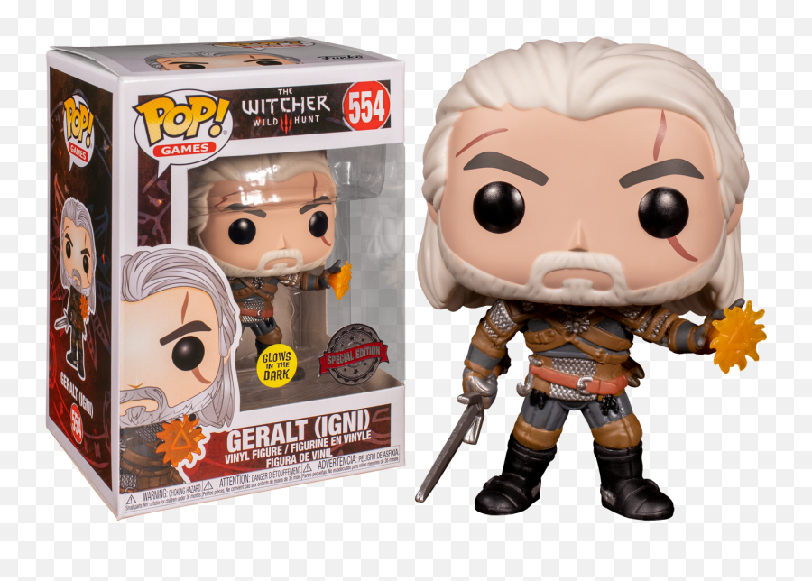 Funko Pop The Witcher 3 Wild Hunt - Geralt Igni Glow In The Dark 554 Witcher Pop Png,The Witcher Png