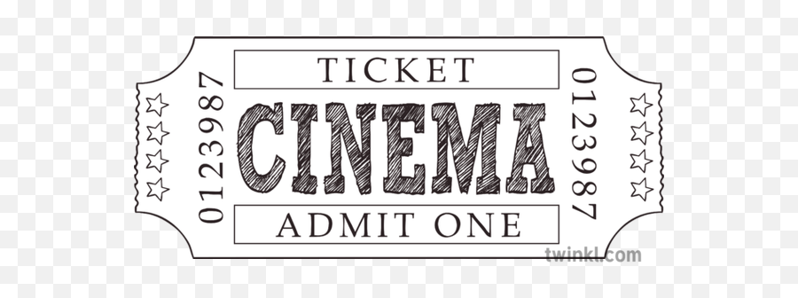 Cinema Ticket Movie Ks3 Black And White Illustration - Twinkl Cinema Ticket Black And White Png,Movie Ticket Png