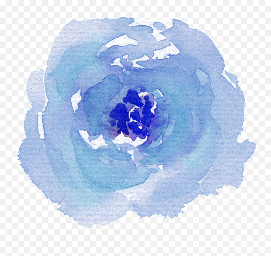 Download Hand Painted Purple Blue Watercolor Flower Png - Blue Watercolor Rose Png,Blue Flower Transparent Background