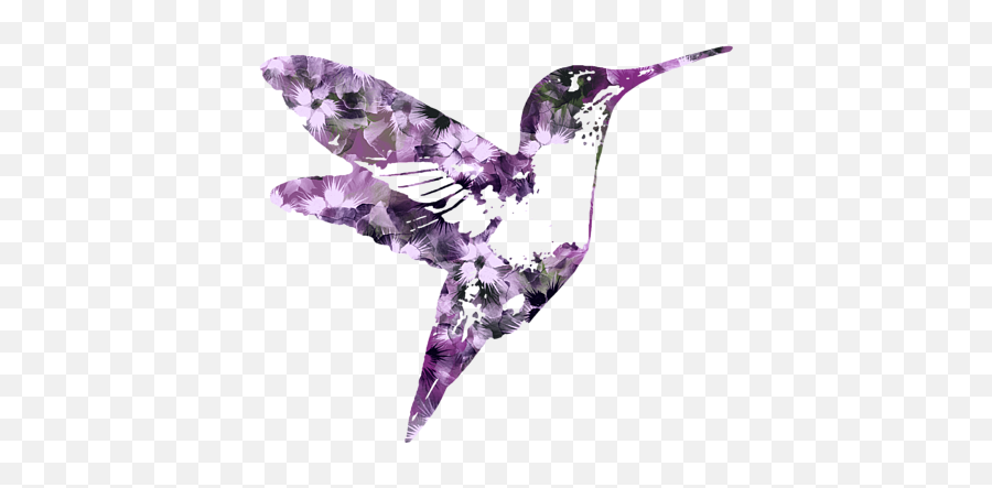 Purple Floral Hummingbird Art Portable Battery Charger - Art Hummingbird Png,Hummingbird Transparent Background