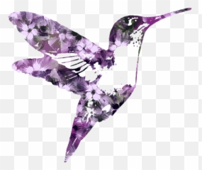 Purple Floral Hummingbird Art Portable Battery Charger - png