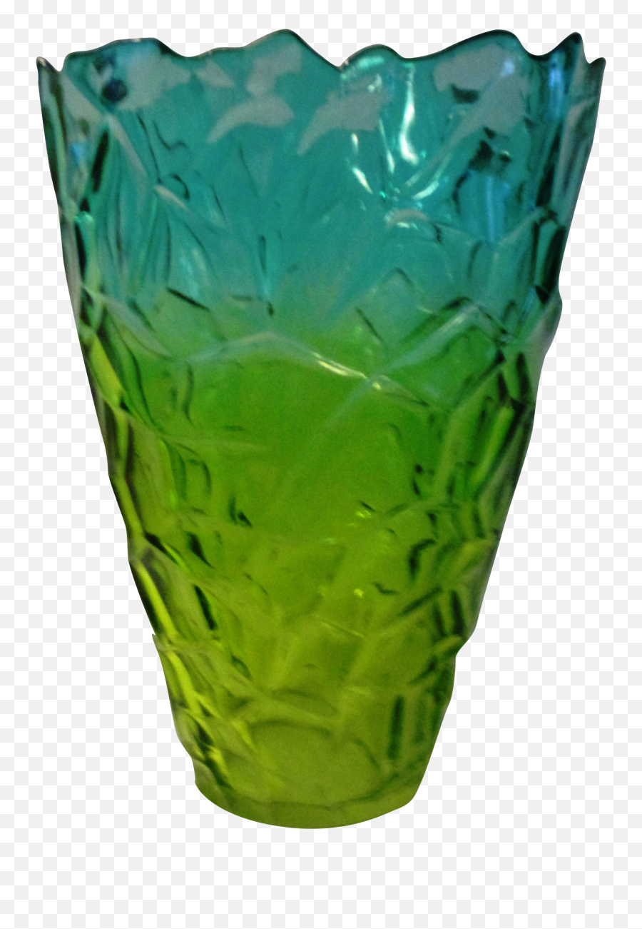 Large Art Glass Ombre Glacier Vase - Serveware Png,Cracked Glass Transparent