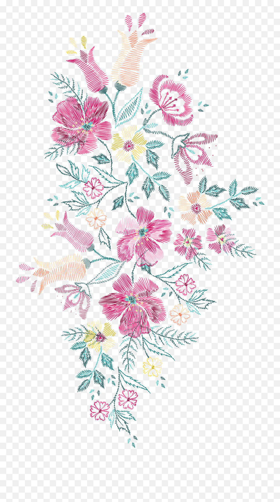 Download Pink Flower Cross Embroidery - Embroidery Vector Png,Embroidery Png